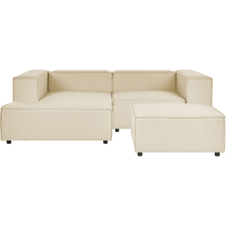 APRICA - Tweezitsbank met ottomaan - Beige - Rechterzijde - Linnen