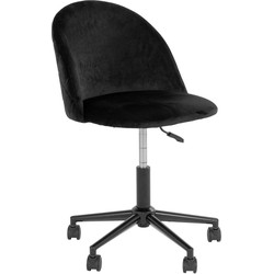 Geneve Office Chair - Bureaustoel in fluweel, zwart met zwarte poten, HN1207