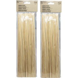 Sateprikkers - 200x - 30 cm - bamboe hout - spiezen - prikkers - bbq of grill spiesjes - prikkers (sate)