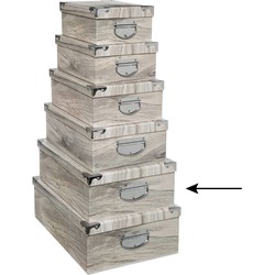 5Five Opbergdoos/box - Houtprint licht - L44 x B31 x H15 cm - Stevig karton - Treebox - Opbergbox