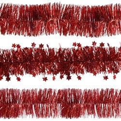 Decoris folie kerstslingers 6x stuks - rood - kunststof - 270 cm - Kerstslingers