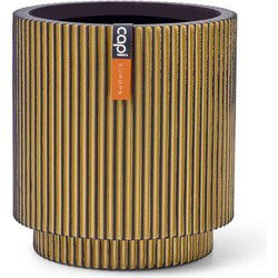 Vaas cilinder Groove 23x25 zwart goud
