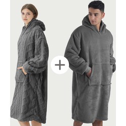 Geen merk HOODIE VOORDEELSET   Hoodie Sherry + Hoodie Sophie - 70x110 cm - Charcoal Gray - antraciet - Dutch Decor Limited Collection