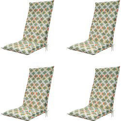 Madison -  Tuinstoelkussen Hoge Rug Trivia green - Ca. 123x50 cm - Set van 4