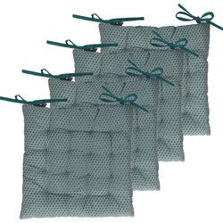 Atmosphera Stoelkussens - 6x - blauw - katoen - 38 x 7 cm - wicker zitkussen - tuinstoelkussens