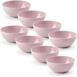 Plasticforte kommetjes/schaaltjes - 8x - dessert/ontbijt - kunststof - D17 x H7 cm - roze - Kommetjes