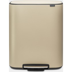 Bo Pedal Bin, with 2 Inner Buckets, 2 x 30 litres - Mineral Golden Beach