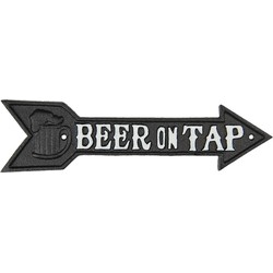 Clayre & Eef Tekstbord  32x8 cm Bruin Ijzer Beer On Tap Wandbord