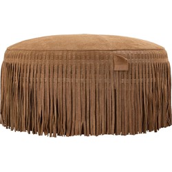 PTMD Poef Eleora - 50x25x50 cm - Suede - Bruin