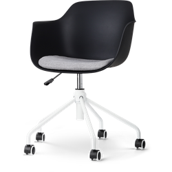 Nout-Liz bureaustoel zwart met lichtgrijs zitkussen - wit onderstel