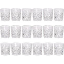 Luxe drinkglazen/whiskeyglazen - 18x stuks - transparant - 230 ml - Drinkglazen
