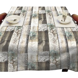 Houten planken met kanten print tafelkleed/tafelzeil 140 x 250 cm rechthoekig - Tafellakens