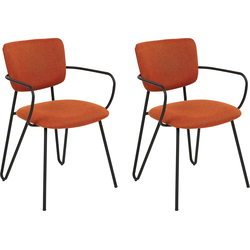 ELKO - Eetkamerstoel set van 2 - Oranje - Polyester