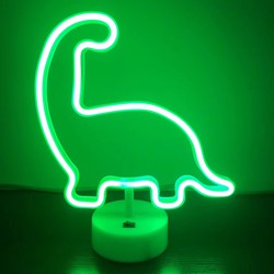 Groenovatie LED Neon Tafellamp "Dino", Op Batterijen en USB, 20x10x29cm, Groen