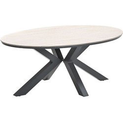 Edison tafel - ovaal - 180x115 cm - carbon black -light teak Vironwood