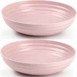 Set van 4x kommetjes/schaaltjes - Dessert/ontbijt - Kunststof - D22 cm - Oudroze - Kommetjes
