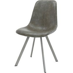 Eetkamerstoel Taupe - PU-Leer - Plat Frame - Stoel Zig-Zag - Set van 4