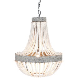 Clayre & Eef Hanglamp  Ø 54x72 cm  Grijs Ijzer Hout Hanglamp Eettafel