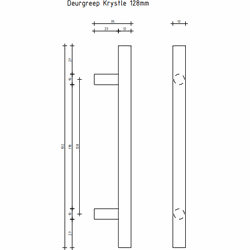 Deurgreep Krystle - staal - 128 mm - Modern - Handgreep - Kastgreep - Ladegreep