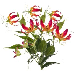2x Kunstplanten Gloriosa/Klimlelie 75 cm decoratie kunstbloemen - Kunstbloemen