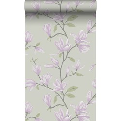 Origin Wallcoverings behang magnolia zeegroen en lila paars - 53 cm x 10,05 m - 347051
