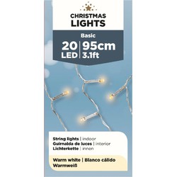 Lumineo Kerstverlichting - 20 LED lampjes - warm wit - 95 cm - Kerstverlichting kerstboom