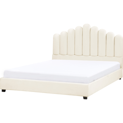 Beliani VINCENNES - Tweepersoonsbed-Wit-Fluweel