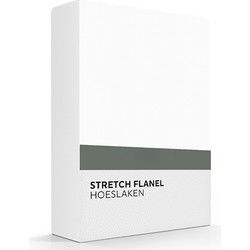 Zavelo Stretch Flanel Hoeslaken Wit-1-persoons (90x200 cm)