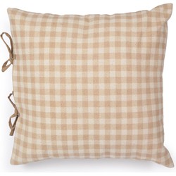 Kave Home - Bigahel kussensloop 100% katoen met beige en witte ruitjes 45 x 45 cm