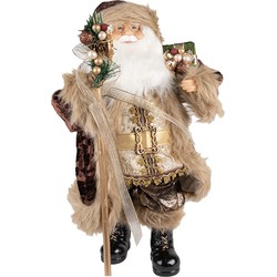 Clayre & Eef Beeld Kerstman 47 cm Bruin Beige Kunststof Kerstfiguren