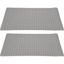 2x stuks anti-slip badmatten lichtgrijs 69 x 39 cm rechthoekig - Badmatjes