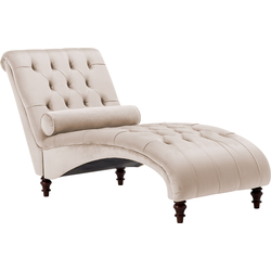 Beliani MURET - Chaise longue-Beige-Fluweel