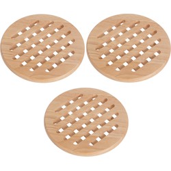 Set van 3x stuks ronde pannen onderzetters van hout 19 cm - Panonderzetters