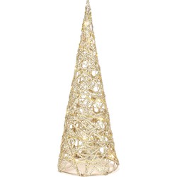 Countryfield LED kerstboom kegel - H40 cm - goud - metaal - kerstverlichting figuur