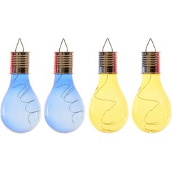 4x Buitenlampen/tuinlampen lampbolletjes/peertjes 14 cm blauw/geel - Buitenverlichting
