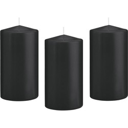 8x Kaarsen zwart 8 x 15 cm 69 branduren sfeerkaarsen - Stompkaarsen