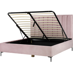 Beliani SEZANNE - Tweepersoonsbed-Roze-Fluweel