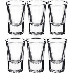 6x shotglaasjes / borrelglazen transparant 3,4 cl - Shotglazen