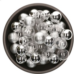 Decoris kerstballen - 25x stuks - 6 cm - kunststof -zilverA - Kerstbal