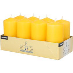 Conpax candles Stompkaarsen - 8x - geel - D5 x H10 cm - Stompkaarsen