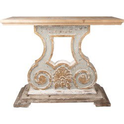 Clayre & Eef Sidetable Beige Grijs Hout
