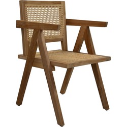 HSM Collection - Eetkamer stoel - 56x52x83 - Naturel - Teak/rotan