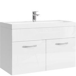Badplaats Badkamermeubel Set Paso 01 80 x 40 cm - Wit Hoogglans - Badmeubel met Wastafel