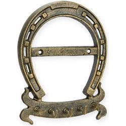 A PAIR OF CAST IRON HORSE-SHOE KEY HANGERS