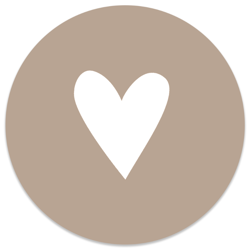 Label2X Muurcirkel hart wit beige Ø 140 cm / Dibond - Aanbevolen - Ø 140 cm - 