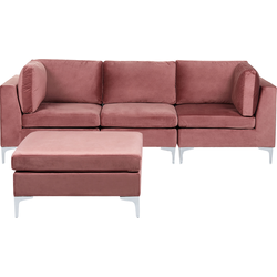 EVJA - Hoekbank met ottmaan - Roze - Fluweel