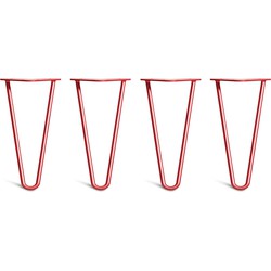 The Hairpin Leg Co. – Haarspeldpoten – Salontafel – Lage salontafel – 10 mm – 2x25cm staven - Rood