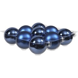 9x Glazen kerstballen mat en glans blauw 10 cm - Kerstbal