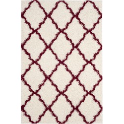 Safavieh Shaggy Indoor Woven Area Rug, Dallas Shag Collection, SGD257, in Ivory & Red, 155 X 229 cm