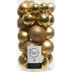 60x Gouden kerstballen 4 - 5 - 6 cm kunststof mat/glans/glitter - Kerstbal